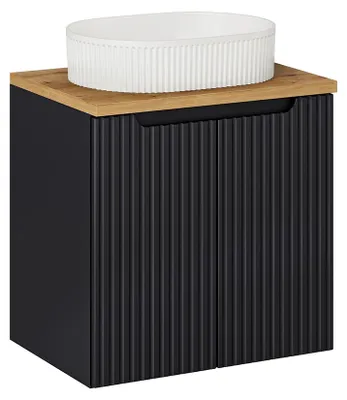 Produktbild von Waschtisch 60cm Riva, Schwarz und Holzoptik