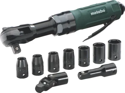 Obrázok produktu pre Metabo DRS 68 Set 1/2", Pneumatický račňový kľúč, Čierna, Zelená, 68 Nm, 220 l/min, 6,2 bar, Stlačený vzduch