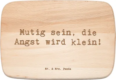 Produktbild von Mr. & Mrs. Panda Schneidebrett Spruch Angst überwinden - Transparent - Geschenk, Herausforderungen, Frühstücksbrett, massivholzbrett, Trost, Holzbrett, Gefühle, Freude