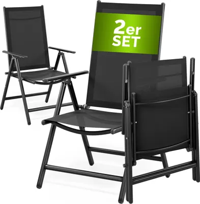 Produktbild von CASARIA® Gartenstühle 2er Set Hochlehner Klappbar 8-Fach Verstellbar Camping Stuhl Aluminium Wetterfest Klappstuhl 120kg Belastbarkeit Garten Balkon