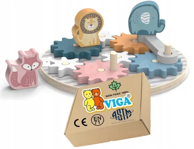 Produktbild von Viga Sensorisches Holz Zahnräder Montessori Lernspielzeug