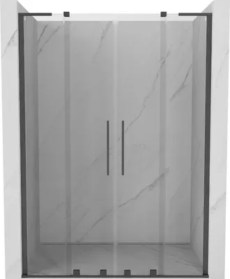 Produktbild von Mexen Velar L Duo Schiebetüren Duschabtrennung 140 cm, transparent, gebürstet gun gray - 871-140-003-02-66
