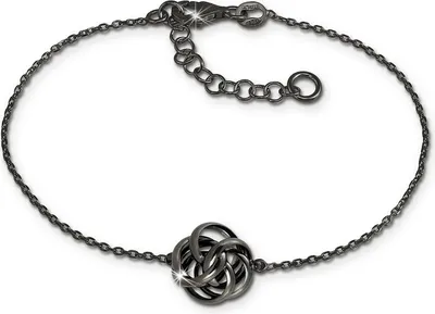 Image de SilberDream Bracelet femme noeud 925 argent rhodié 18-21cm noir SDA1128S