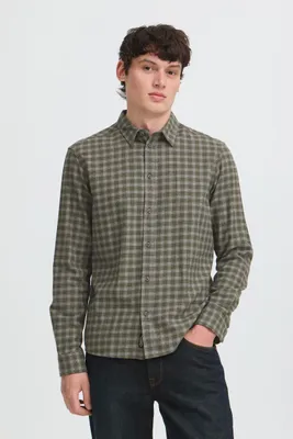 Image de BLEND - Chemise à manches longues à carreaux, col kent, fermeture à boutons. Style moderne. Taille : XXXL (47/48)