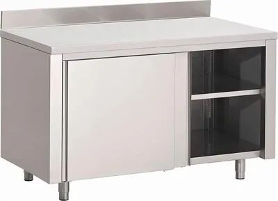 Produktbild von Gastro M Arbeitsschrank 2000x700x880mm mit Schiebetüren und Aufkantung