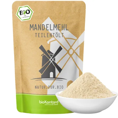 Produktbild von Mandelmehl 1000g - teilweise entölt, Rohkostqualität von bioKontor