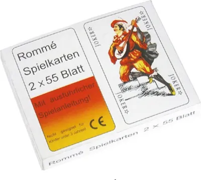 Produktbild von Rommé Karten Set mehrfarbig – Zwei Doppeldecks für spannende Spielabende 2x55 Blatt