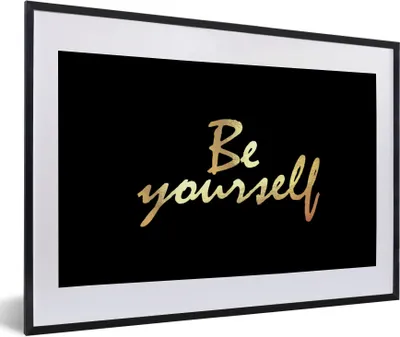 Produktbild von MuchoWow® Gerahmtes Poster Zitate - Selbstvertrauen - Gold - Schwarz 60x40 cm - Poster mit Schwarzem Bilderrahmen Wandposter Rahmen Foto Bilder - Schlafzimmer - Plakat in Rahmen - Drucken