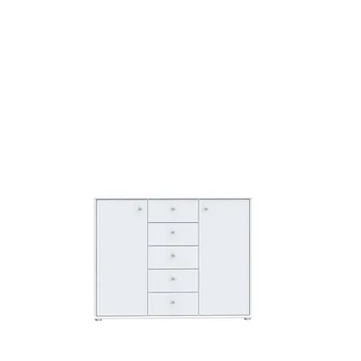 Produktbild von Kommode TEMPRA 2, Weiß, 109x86x35 cm, 2 Türen, 5 Schubladen
