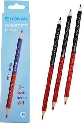 Obrázok produktu pre 12x DONAU 3811100-04 Farbstift-Silbenstift rot/blau Dünnkern Mine