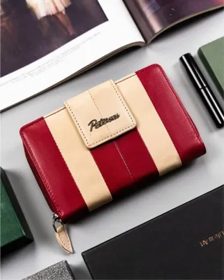 Produktbild von Peterson | Damenbrieftasche, mit Lederverschluss, Beige, Rosa, 15x10 cm