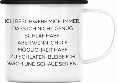 Produktbild von Trendation - Lustige Emaille Tasse mit Spruch für Frauen Männer Arbeit Büro Lustig Emaille Tassen Becher mit Sprüchen Kollegin Geschenk Sarkasmus Schlafen (Schwarz)