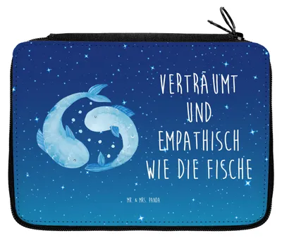 Produktbild von Mr. & Mrs. Panda Etui Sternzeichen Fische - Sternenhimmel Blau - Geschenk, Federmappe, Mäppchen, Schlampermäppchen, Geburtstag März, Februar, Federmäppchen, Fisch