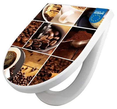 Produktbild von WC Sitz mit Absenkautomatik D Form Motiv Kaffee&Schokolade [TDW3 10014]