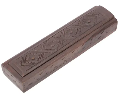 Produktbild von Räucherstäbchenbox, Stiftebox mit Geschnitztem Ornament, Aufbewahrungsbox, Holz, 3,5*24*6 cm, Räucherstäbchen Halter