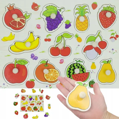 Zdjęcie produktu dla Układanka Edukacyjna Drewniane Puzzle Owoce