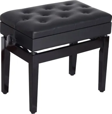 Obrázok produktu pre Stolička 02-0710, klavírna stolička, s úložným priestorom, výškovo nastaviteľná, čierna, 54,5 x 33 x 48-58 cm