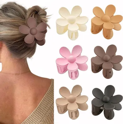Image de 6 pinces à cheveux en forme de fleur pour cheveux épais et fins, pinces à fleurs antidérapantes, accessoires de coiffure