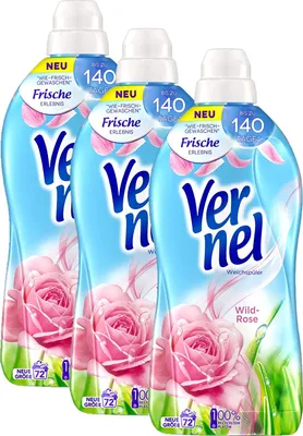 Produktbild von Vernel Wild-Rose 3er Pack Weichspüler Wäsche 3x72 Waschladungen Waschmittel