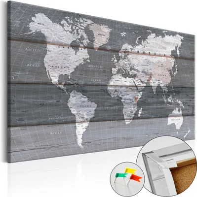 Produktbild von Vliesstoff Korkbild - Grey Earth 120x80 cm Karten k-B-0015-p-d