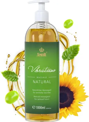 Immagine prodotto di Vibratissimo Natural 1000 ml Olio da massaggio - Trattamento delicato con ingredienti naturali - Delicato sulla pelle, olio lubrificante, olio afrodisiaco
