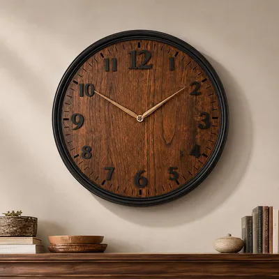 Runde Wanduhr 40 cm, Vintage-Design, geräuschlos, batteriebetrieben