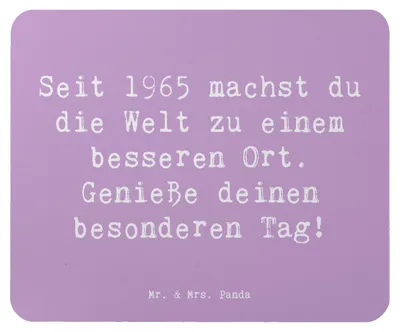 Produktbild von Mr. & Mrs. Panda Mouse Pad Spruch 1965 Geburtstag Freude - Lavendeltraum - Geschenk, mousematte, mauspad laptop, Geburtstagskind, Ehrentag, Lächeln, Anerkennung, Mousepad
