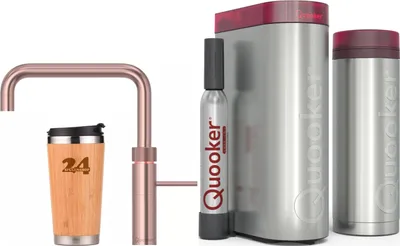 A Quooker tap and boiling water system with a reusable cup.