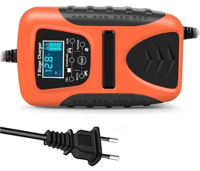 Image de Chargeur de batterie intelligent 12 V 7 A - Voiture et moto - 7 niveaux de charge - Réparation par impulsions - Écran LCD - Prise européenne - Lavande