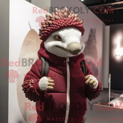 Obrázek produktu pro Postava REDBROKOLY maskota Maroon Pangolin oblečená s mikinou a barety