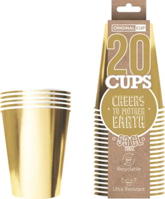Obrázek produktu pro Papírové kelímky 500ml zlaté 20 ks.  $