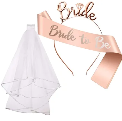 3-teiliges Brautaccessoire-Set – Schleier, Tiara, Schärpe