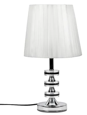 Produktbild von Tischlampe Glasringe mit Stoffschirm weiß silber H. 41cm aus Metall Formano WA