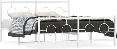 Obrázok produktu pre vidaXL Posteľný rošt s čelom a nohami kovový biely 150x200 cm