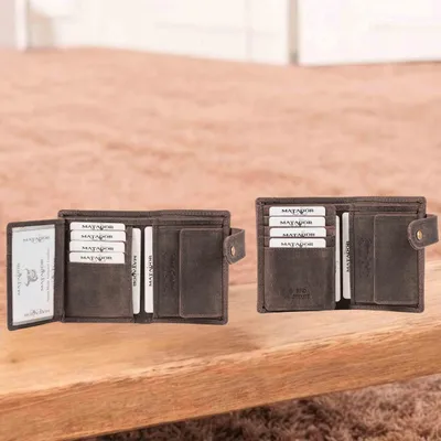 Produktbild von MATADOR Herren Leder Geldbörse Geldbeutel Klein RFID Dunkel Braun