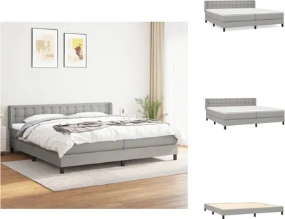 Produktbild von vidaXL Boxspringbett mit Matratze Hellgrau 200x200 cm Stoff -  Betten & Bettgestelle