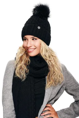Obrázok produktu pre Omgoods – Teplá pletená zimná čiapka s pompom pre dámy