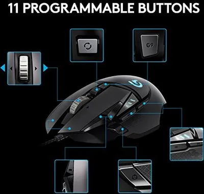 Produktbild von Logitech G 910-004617, Rechts, Optisch, USB Typ-A, 12000 DPI, 1 ms, Schwarz
