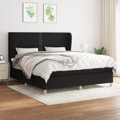Produktbild von CLORIS Boxspringbett Polsterbett mit Matratze Schwarz 180x200 cm Stoff, 87,09 kg