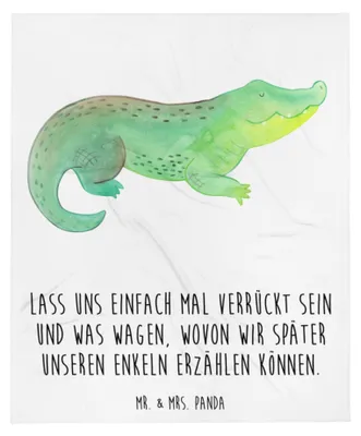 Produktbild von Mr. & Mrs. Panda Plaid Krokodil - Weiß - Geschenk, Reiselust, Wohndecke, Tagesdecke, Kuscheldecke, Meer, Lieblingsmensch, Decke, Beste Freundin, Krokodile, Sofadecke
