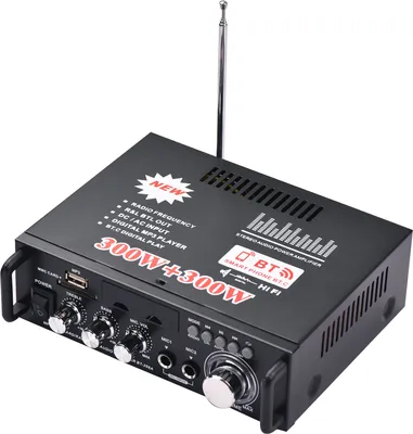 Produktbild von 12 V/220 V Mini-Bluetooth-Leistungsverstärker für Heimauto, Lautsprecher-Leistungsverstärker, SD-Kartenlesbar, U-Disk, unterstützt FM-Radio, Dual-MIC-Eingang, mit Digitalanzeige. Modell: BT-298A 220 V, europäischer Standard