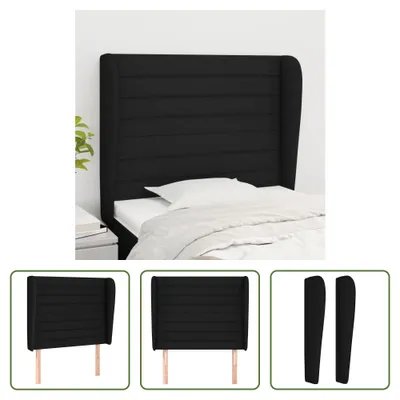 Produktbild von The Living Store Kopfteil mit Ohren Schwarz 83x23x118/128 cm Stoff