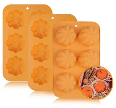 Obrázek produktu pro Sada tří silikonových forem na pečení s motivem Halloween, dýně, 3D forma na podzimní koláče, vhodná pro pudink, muffiny a koláče