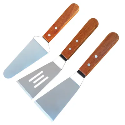 Produktbild von 3 Stück Pfannenwender Klein,Bratpfannenspatel,Edelstahl Grillwender Spachtel,Streichpaletten für Torten,für Küche Grill Kochen Backen