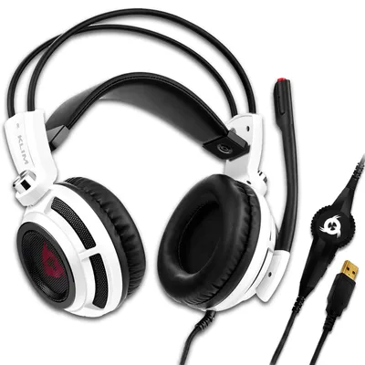 Produktbild von KLIM Puma, Kabelgebunden, Gaming, 410 g, Kopfhörer, Schwarz, Weiß