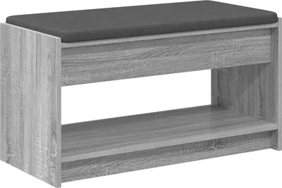Produktbild von vidaXL Flurbank mit Kissen mit Regal Graues Sonoma 83 x 38 x 45 cm
