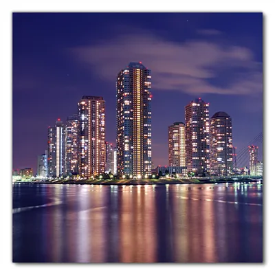 Produktbild von Wallario selbstklebende Möbelfolie/ Tischdecke für Innen und Außen, Größe: 80 x 80 cm - Tokyo- Skyline bei Nacht