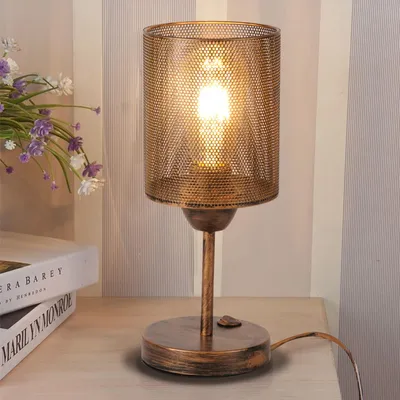 E27 Tischlampe, Metall, Vintage, mit Schalter, 31 cm