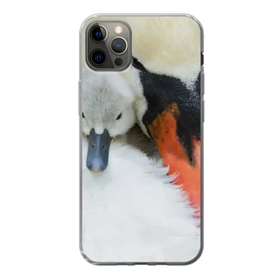 Produktbild von MuchoWow® Handyhülle Schutzhülle Hülle für iPhone 12 Pro Max Schwan - Küken - Makro Silikon Softcase Handy Hülle - Hartschale