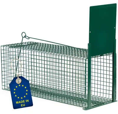 Produktbild von ITA Lebendfalle 5051 60x23x23 cm - Wetterfeste & Zuverlässige Falle für Kleintiere wie Ratten und Eichhörnchen - Rattenfalle Marderfalle - Fertig Montiert, Bissschutz, Tragegriff